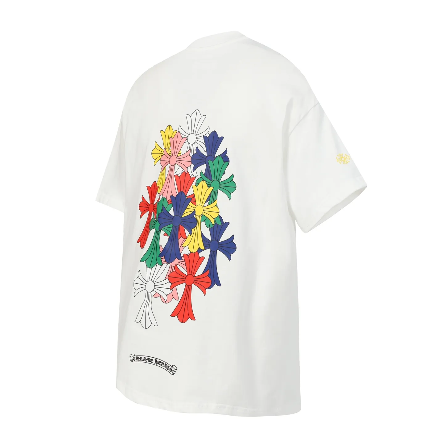 P160 -Chrome Hearts/Chrome Hearts 23ss color cross✝️Sanskrit letter printed short-sleeved T-shirt -High weight, high density and high quality. The wool is soft, delicate and skin-friendly. It feels soft and silky. It has excellent warmth and skin-friendly properties.